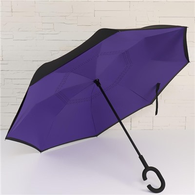 Зонт-наоборот, механический «Однотонный», 8 спиц, R = 53 см, ручка кольцо, цвет МИКС