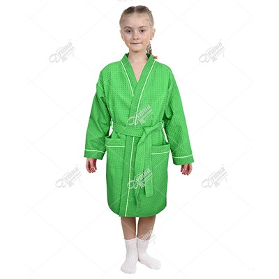 Халат вафельный зеленый детский