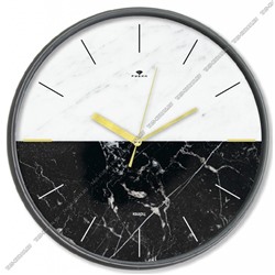 Часы (стекло/пластик) кругл.d29см "Текстура мрамор