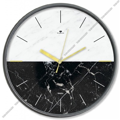 Часы (стекло/пластик) кругл.d29см "Текстура мрамор