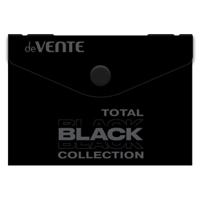 Папка-конверт на кнопке "TOTAL BLACK" A7 (105x74 мм) 180 мкм, непрозрачная черная с дизайном, индиви