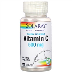 Solaray, Витамин C медленного высвобождения, 500 мг, 100 растительных капсул