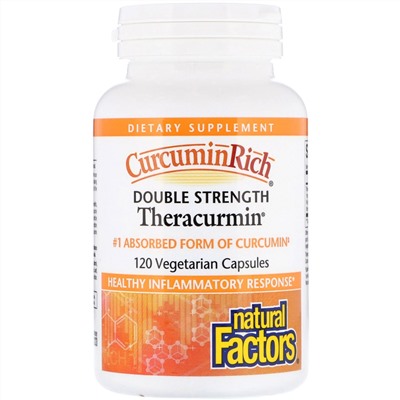 Natural Factors, Препарат CurcuminRich, Double Strength Theracurmin, 120 вегетарианских капсул