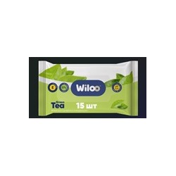 Влажные салфетки  15 шт "Wiloo" зеленый чай /44 пачек/