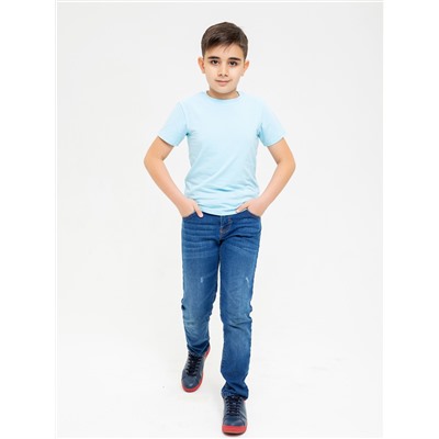 Голубая футболка "ШКОЛА 2020" для мальчика (4180028)