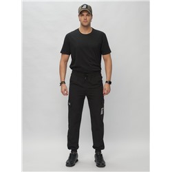 Брюки джоггеры спортивные с карманами мужские черного цвета 3075Ch
