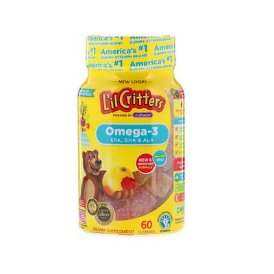 L'il Critters, Омега-3, вкус «Малина и лимонад», 60 жевательных таблеток