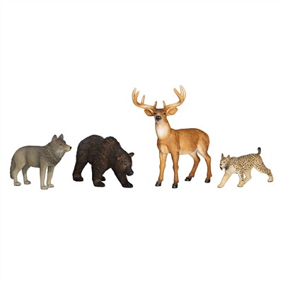 Набор фигурок KONIK «Лесные животные: медведь, олень, рысь, волк» AMW2127