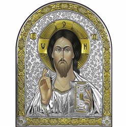 Иисус Христос Икона Ekklesia silver art 18,2 х 23 см на деревянной основе, золочение 999.95, серебре