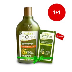 Шампунь D'Olive Питание 250мл + Гель д/душа 10 мл (12шт/короб)