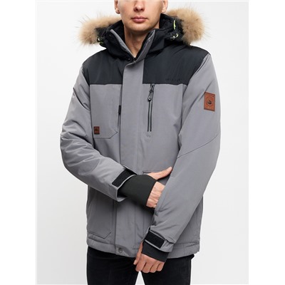Куртка зимняя MTFORCE мужская удлиненная с мехом серого цвета 2155-1Sr