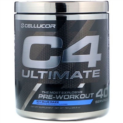 Cellucor, C4 Ultimate, предтренировочный, вкус Icy Blue Razz, 26,8 унц. (760 г)