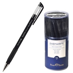 Ручка шариковая чёрная 0,5мм EasyWrite Black, резиновый держатель, металлизированный наконечник, кол