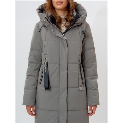 Пальто утепленное женское зимние бирюзового цвета 113151Br