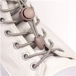Шнурки для обуви, пара, круглые, с фиксатором, эластичные, d = 3 мм, 100 см, цвет серый
