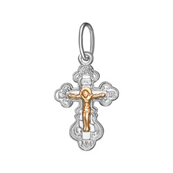 025-08 Крест комбинированый серебро+золото штампованный