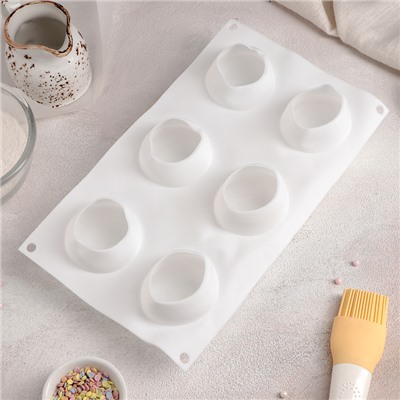 Форма силиконовая для муссовых десертов и выпечки Доляна «Яблоко», 29×17×5,5 см, 6 ячеек, d=6 см, цвет белый