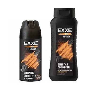 Набор мужской EXXE Шампунь + Дезодорант, Энергия и свежесть