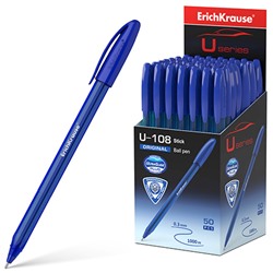 Ручка шариковая синяя 1,0мм U-108 Original Stick Ultra Glide Technology, треугольная, рифленый держа