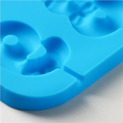 Форма силиконовая для леденцов Доляна «Цифры-мальчики», 22×14×1 см, 10 ячеек (5,5×3,5 см), с палочками, цвет синий