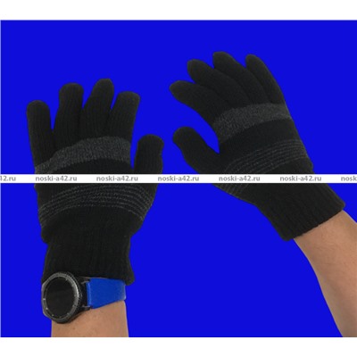 Мужские перчатки зимние толстые двойные "ПОЛОСА"