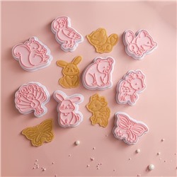 Набор форм для печенья Доляна «Животные», 8 предметов, цвет розовый
