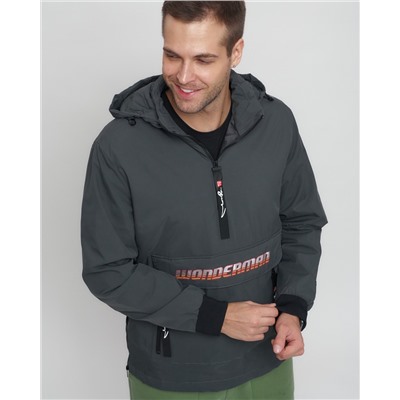 Куртка-анорак спортивная мужская темно-серого цвета 88620TC