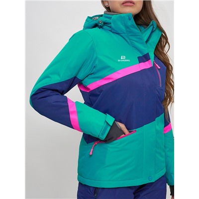 Горнолыжная куртка женская бирюзового цвета 551901Br
