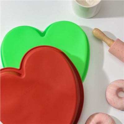 Форма силиконовая для выпечки Доляна «Сердце», 24×23×4 см, цвет МИКС