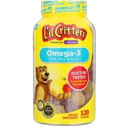 L'il Critters, Омега-3, со вкусом малины и лимонада, 120 жевательных таблеток