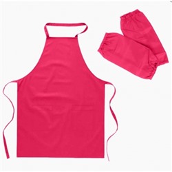 Фартук для труда и нарукавники 50*70см розовый, для средней школы, водоотталкивающая ткань, 3 карман