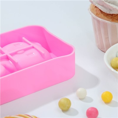 Форма силиконовая для мороженого Доляна «Мишутка», 14×8×2,5 см, цвет розовый