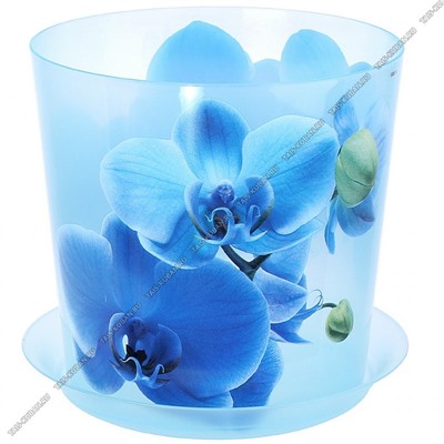 Кашпо 1,2л "Голубая орхидея" гол,d12,5 h12.5см, с