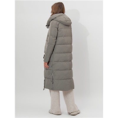 Пальто утепленное двухстороннее женское цвета хаки 112272Kh