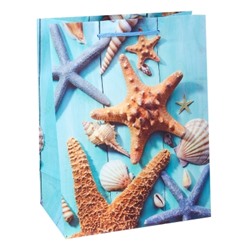 Пакет подарочный с матовой ламинацией Морские звезды 26,4x32,7x13,6 см (L)