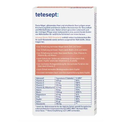 tetesept Biotin 1000 Kieselerde Tabletten 30st Биотин+ремнезем+цинка+антиоксиданты