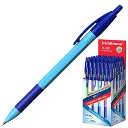 Ручка шариковая автоматическая синяя 0,7мм R-301 Neon Matic&Grip резиновый держатель, непрозачный 2шт