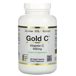 California Gold Nutrition, Gold C, витамин C, 500 мг, 240 растительных капсул