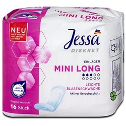 Jessa Mini Long Гигиенические прокладки при ослаблении мочевого пузыря , 16 шт