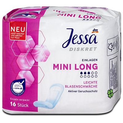 Jessa Mini Long Гигиенические прокладки при ослаблении мочевого пузыря , 16 шт