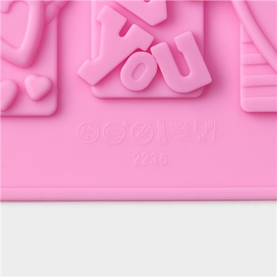 Форма силиконовая для льда и кондитерских украшений Доляна «Любовь», 28,7×17,4 см, 16 ячеек (4,7×3,8 см), цвет МИКС