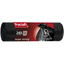 Paclan Мешки для мус SUPER STRONG  240л, 5 шт 90х130 см(черн) 9394