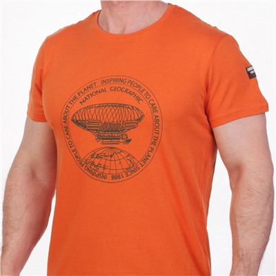 Оранжевая футболка мужская (National Geographic Society, США)  №Тр124 ОСТАТКИ СЛАДКИ!!!!