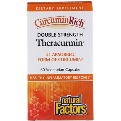 Natural Factors, CurcuminRich, Theracurmin двойной силы, 60 растительных капсул