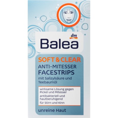 Balea SOFT & CLEAR Anti-Mitesser Facestrips (Балеа) Soft & Clear Анти-угорь Пластинки для лица, 3 x 2, 6 шт