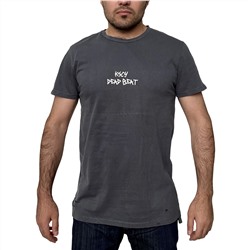 Серая мужская футболка KSCY – имитация выцветшей ткани, гранжевые потертости и дыры. Хайпани! №248
