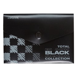 Папка-конверт на кнопке "TOTAL BLACK" A7 (105x74 мм) 180 мкм, непрозрачная черная с дизайном, индиви