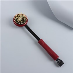 Массажёр-чесалка «Отдых», двусторонний, универсальный, 35 × 6 × 8 см, цвет красный/чёрный