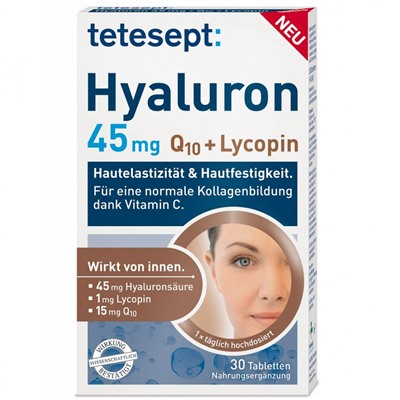Tetesept (Тетесепт) Hyaluron 45 mg Lycopin+Q10 Tabletten 30 шт