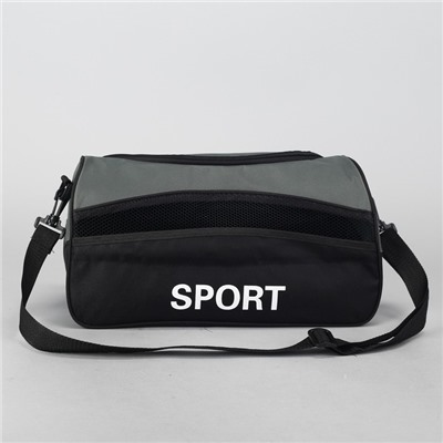 Сумка спортивная на молнии, наружный карман, длинный ремень, цвет чёрный